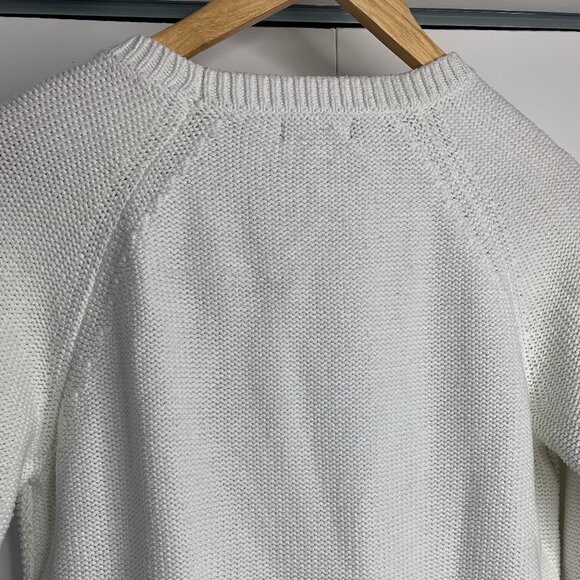 GAP Women’s Ivory Cable Knit Sweater – Size L, Crew Neck, High–Low Hem - Picture 7 of 15